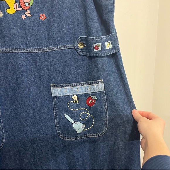VTG Disney Catalog Winnie the Pooh Denim Dress Jumper Overall Womens Sz XL 90s - Picture 6 of 16